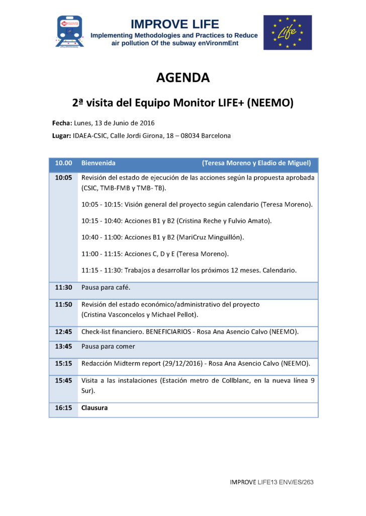 2016_IMPROVE_0_Agenda 2ª visita monitora